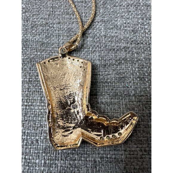 Betsey Johnson Turquoise Boot Pendant Necklace With Rhinestones - Picture 6 of 8